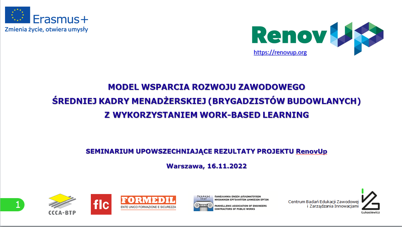 Seminarium upowszechniające rezultaty projektu RenovUp 